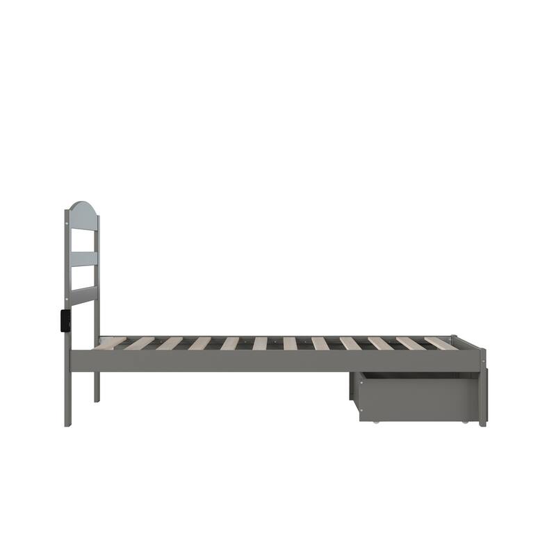 AFI Warren Platform Bed with Foot Drawer and Charging Station