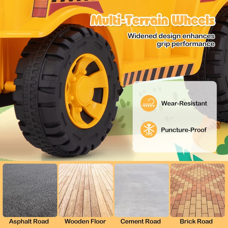 Gymax Ride on Toddler Car w/ Safety Helmet Ride on Excavator Car w/