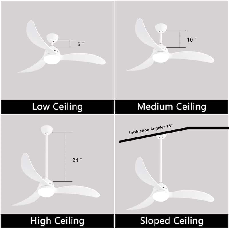 Sofucor 42 Inch Low Profile Flush Mount Ceiling Fan with Light, Remote Control, 5 ABS Blades,Reversible Quiet DC Motor