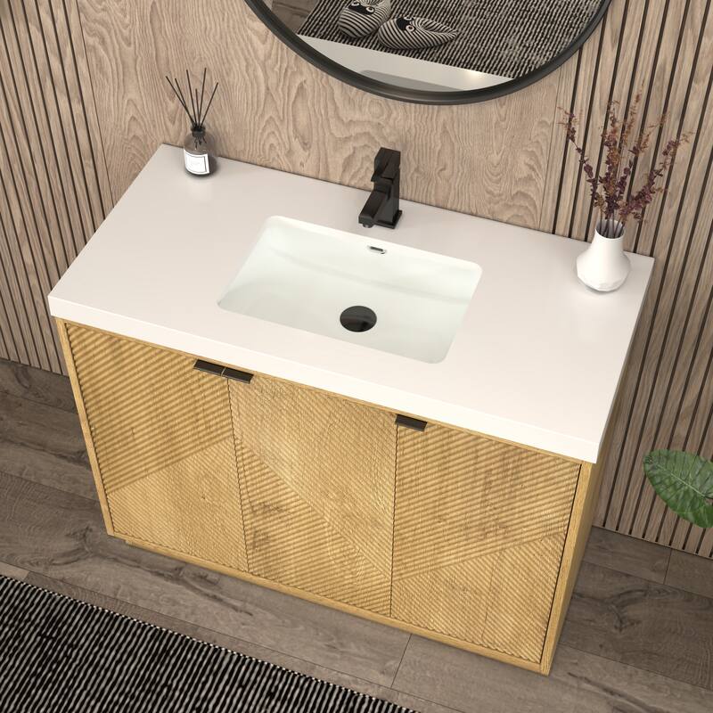 Milano 42" Freestanding (L) Bathroom Vanity with White Acrylic Sink
