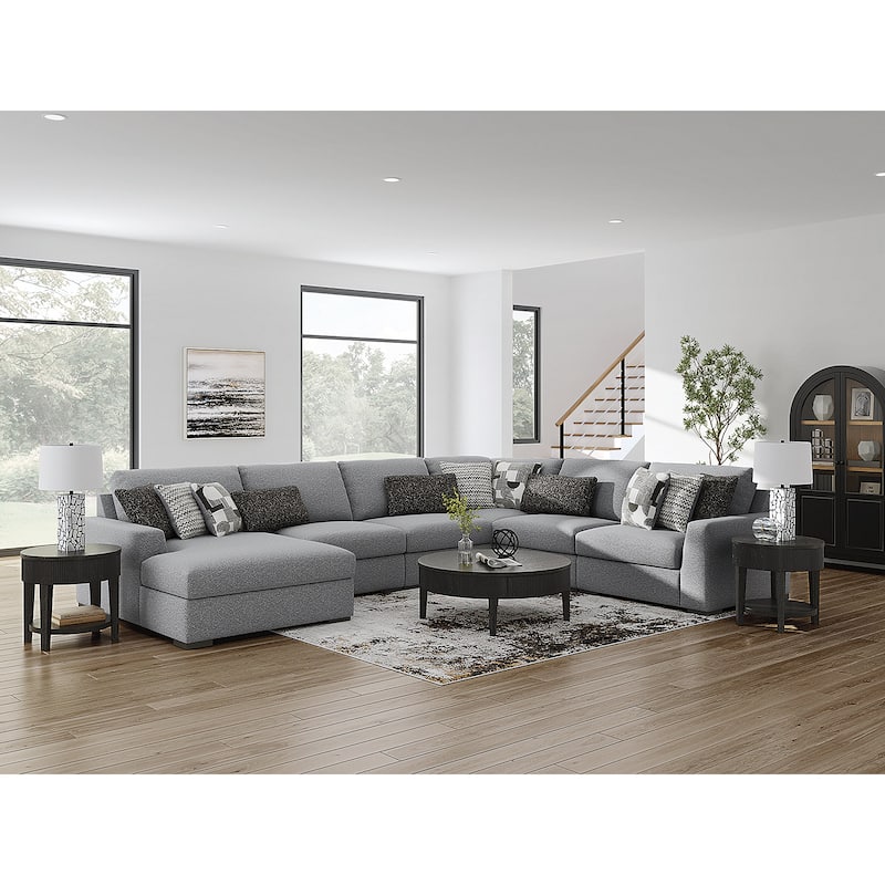 Signature Design by Ashley Bealton Gray 6-Piece Sectional with Chaise - 174" W x 134" D x 41" H - Right Facing