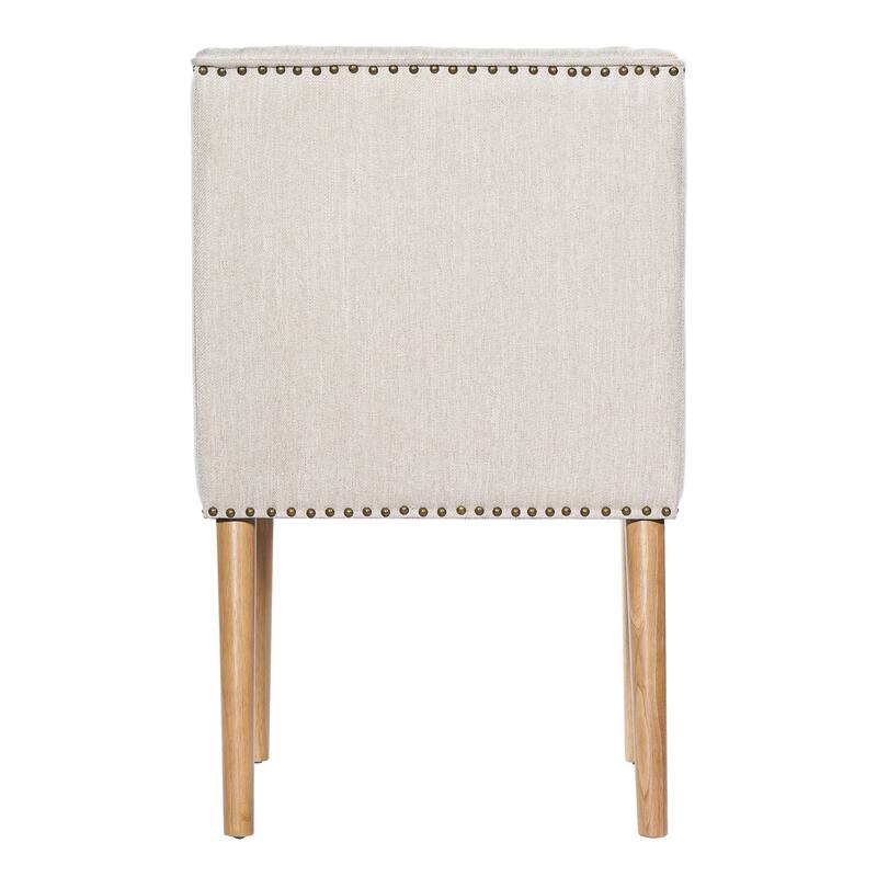 Christopher Knight Home - Light Luxury Upholstered Dining Chair with Rivet Trim & Rubber Wood Legs