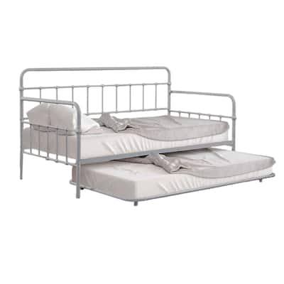 Tes Daybed with Pull Out Trundle, Classic Silver Metal Open Frame