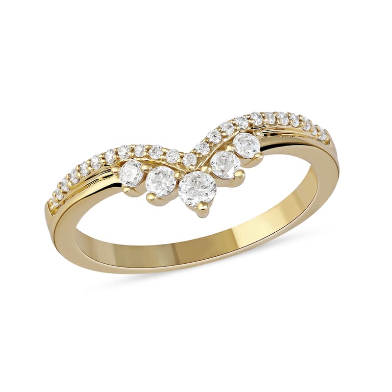 1/3ct TDW Diamond Contour Wedding Band in 10K Gold for Women - 8.5 - Yellow