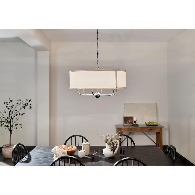 Kichler Lighting Heddle 30 inch 6-Light Chandelier Anvil Iron and Beech