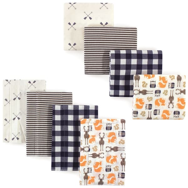 slide 1 of 1, Hudson Baby Unisex Baby Cotton Flannel Burp Cloths and Receiving Blankets, 8-Piece, Forest, One Size - Forest - One Size One Size - Forest