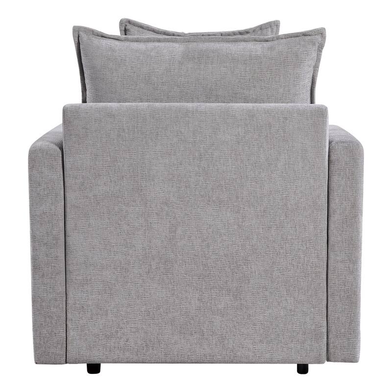 Chenille Fabric Comfy Deep Single Seat Sofa Upholstered Reading Armchair Living Room