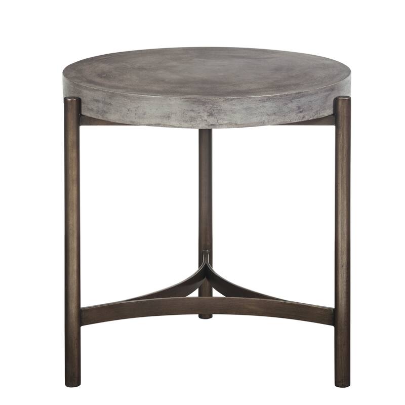 Lyon Round Concrete and Metal Side Table