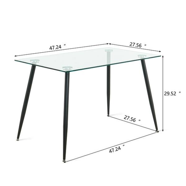 Dining Room Metal Legs Glass Table Set with 4 PCS Velvet Dining Chairs