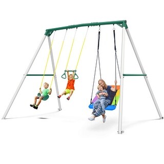 klokick 9.5' Tall Heavy Duty Metal Swing Set for Kids & Adults, 600lb Capacity, for Kids Backyard Outdoor