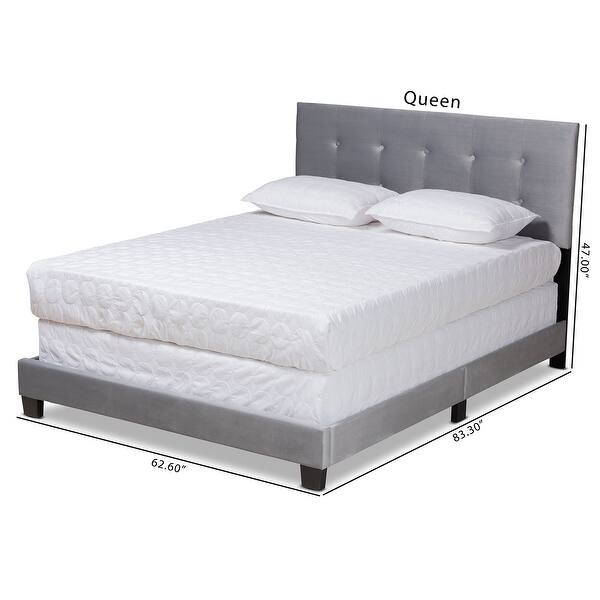 dimension image slide 0 of 2, Caprice Modern Glam Velvet Fabric Upholstered Panel Bed