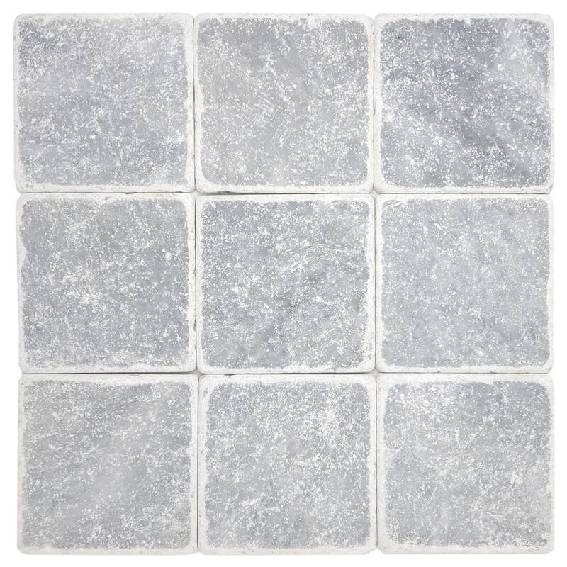 Polar Gray Marble 4" x 4" Tumbled Tile - Sample - Silver