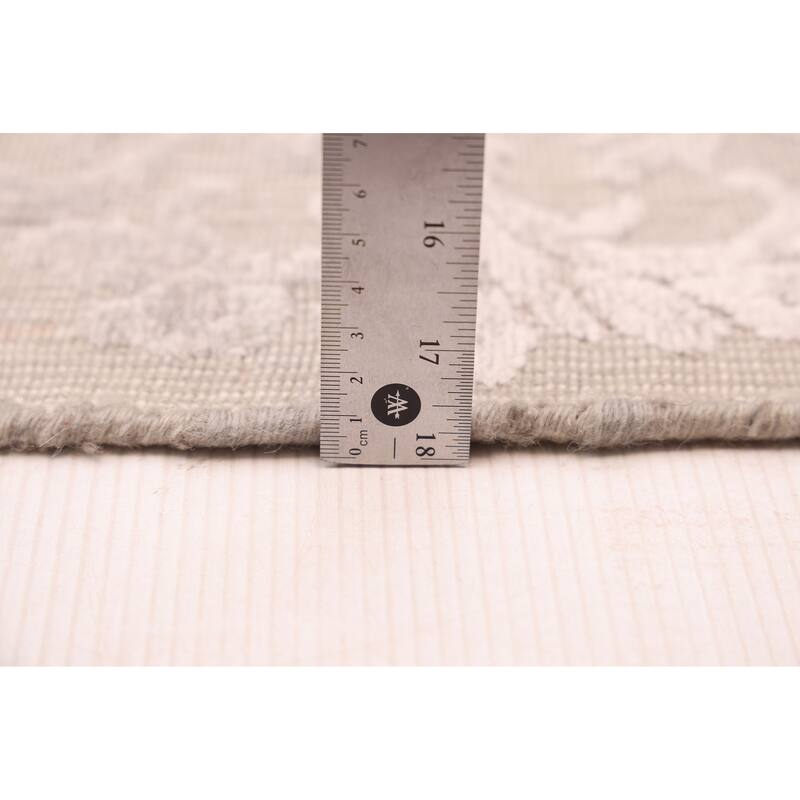 ECARPETGALLERY Hand Loomed Elysian Light Grey Viscose, Wool Rug - 9'10 x 13'3