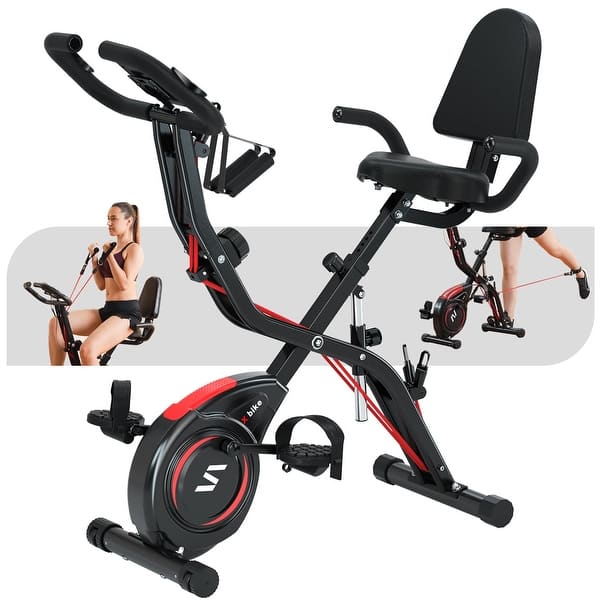 Folding Exercise Bike w/ Arm & Leg Bands, Foldable Stationary Bike for Seniors, Recumbent Exercise Bike, Pluse Sensor, Back Rest - Bed Bath & Beyond - 40334969 Folding Exercise Bike w/ Arm & Leg Bands, Foldable Stationary Bike for Seniors, Recumbent Exercise Bike, Pluse Sensor, Back Rest - Bed Bath & Beyond - 40334969