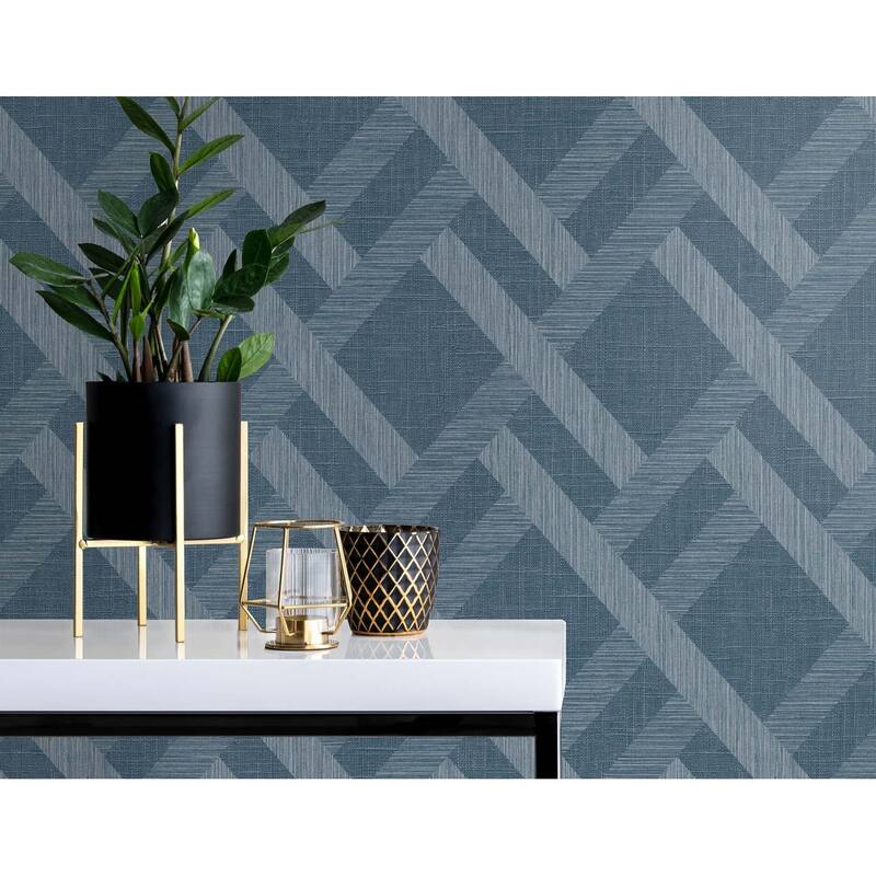 Seabrook Designs Linen Trellis Embossed Vinyl Unpasted Wallpaper