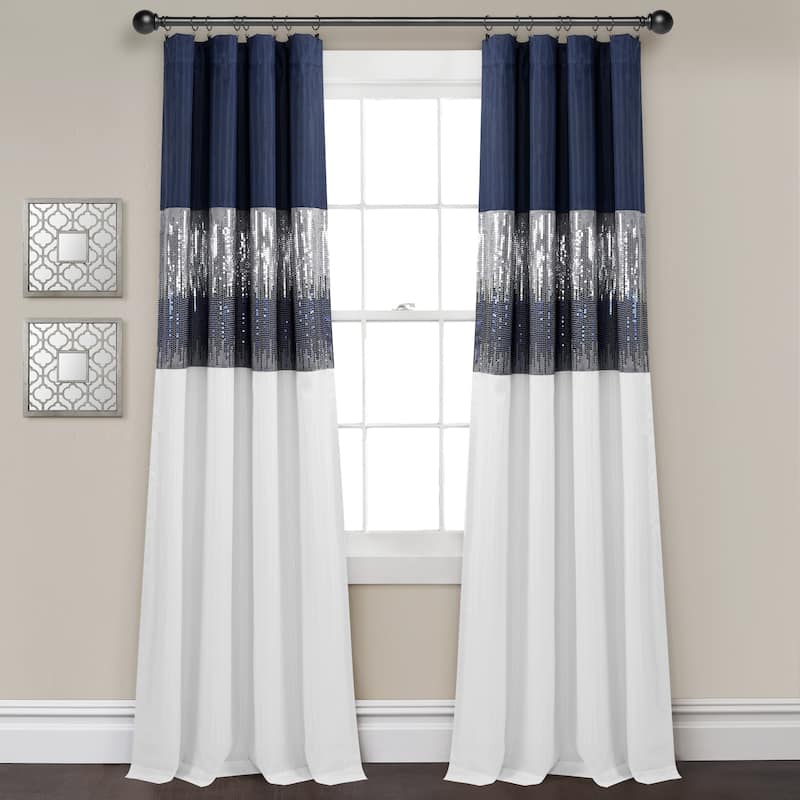 Lush Decor Night Sky 100 Percent Lined Blackout Window Curtain Panel Single - 42X84 - Navy/White