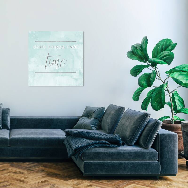 Wynwood Studio Prints Typography and Quotes Good Things Blue and Light Blue Modern & Contemporary Wall Art Canvas Print - 30 x 30