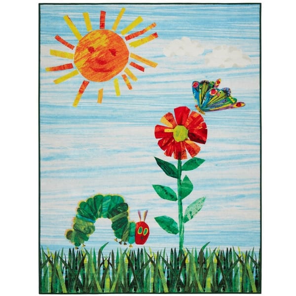 slide 2 of 11, Eric Carle Elementary Sun Scene Machine Washable Kids Area Rug 35"x51"
