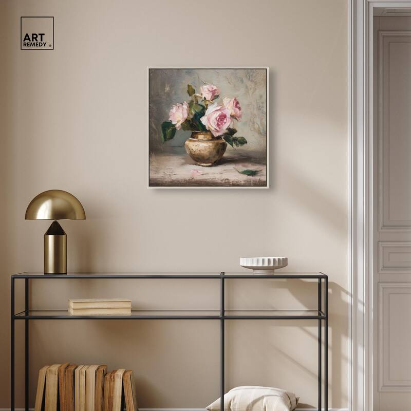 Pink Petals and Brass Canvas by Art Remedy