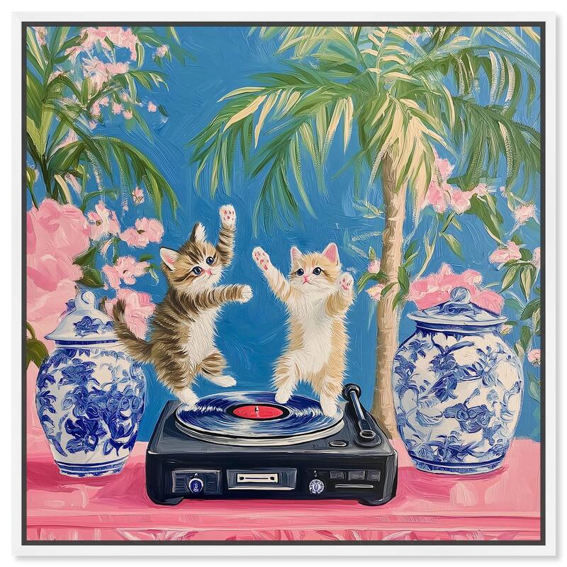Turntable Twirlers Canvas by Art Remedy - 20" x 20" - White