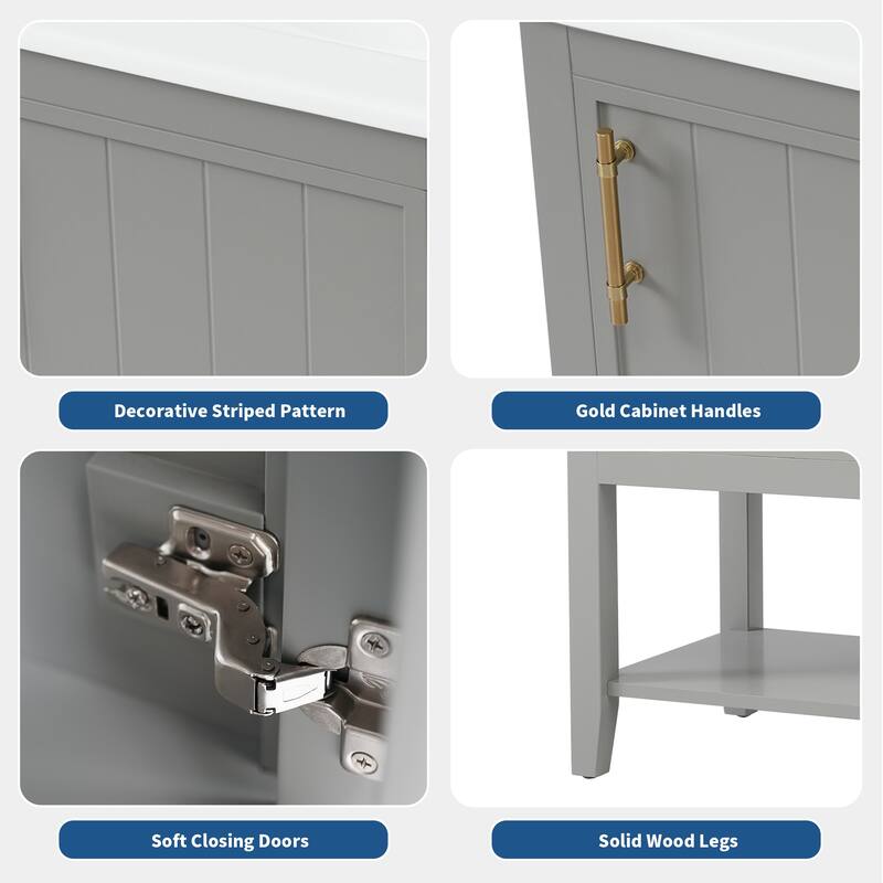20" Modern Bathroom Vanity with Sink, Soft Close Door, Storage Rack & Open Shelf, Freestanding Cabinet