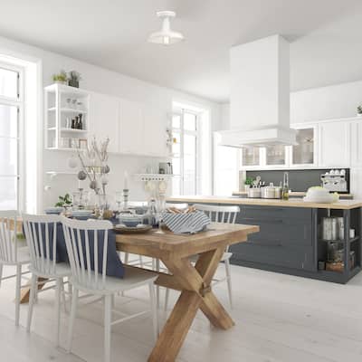 Design House Kimball Industrial Farmhouse 1-Light Indoor Semi-Flush Ceiling Mount Light - White