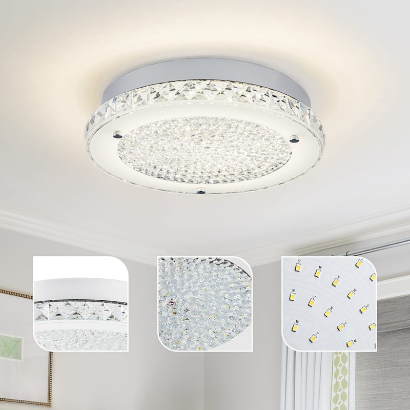 Crystal Ceiling Light LED Flush Mount Ceiling Light Dimmable Flush Mount Crystal Chandelier