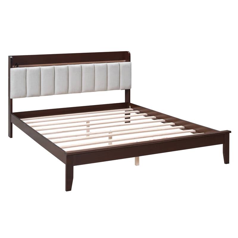 Queen size Platform Bed with USB Charging Station and Storage