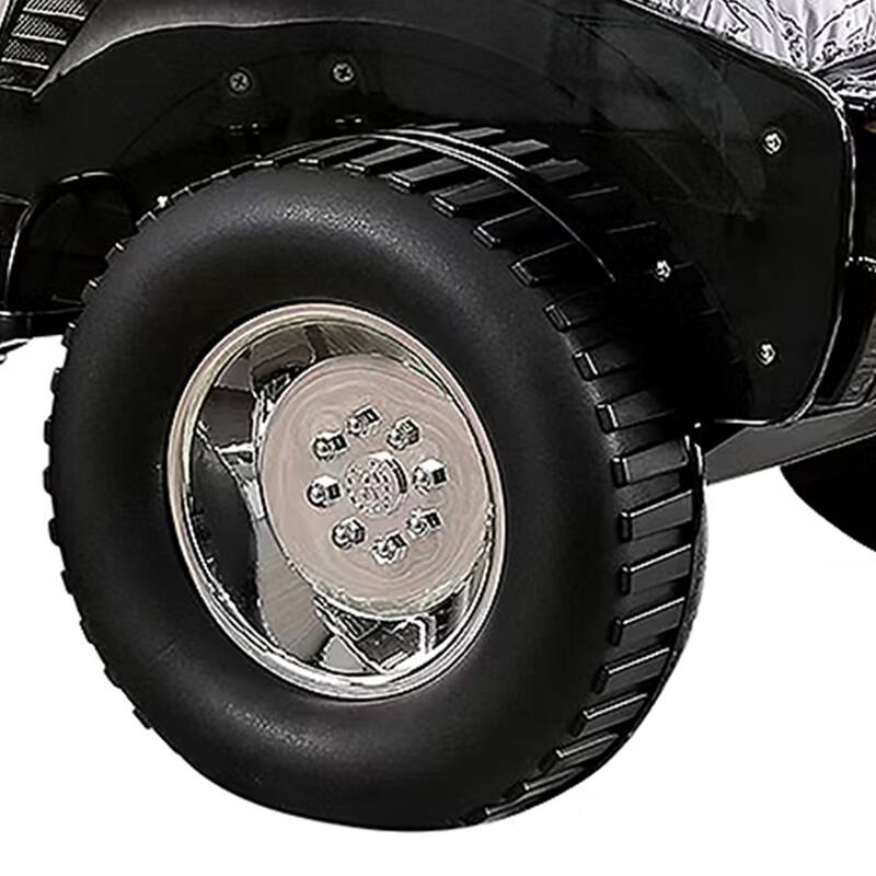 Jacky Kids Twin Bed with Off-Road Car Design, LED Headlights, Black Wood