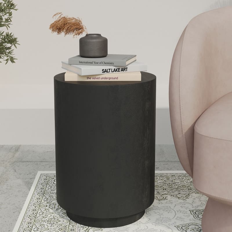Ramble 18" Tapered Pedestal Table - Modern Minimalist Stone-Look End Table - All-Weather Indoor Outdoor Patio & Garden Table