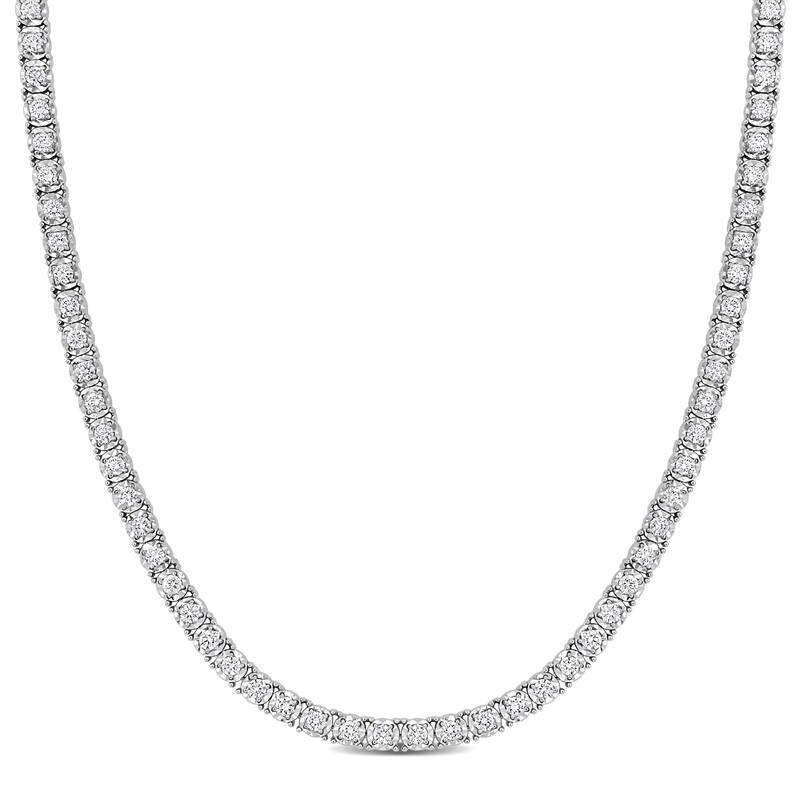 Miadora 14k White Gold Diamond Necklace 18.5" to 36" - 33 Inch - 6.01 Carats