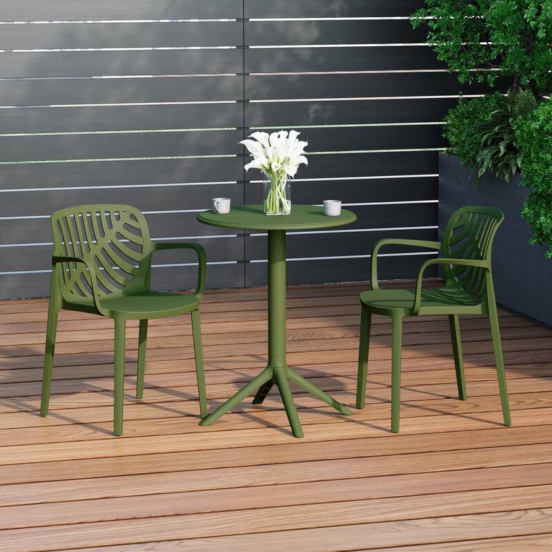 Frond and Form 2-Person Outdoor Round Bistro Dining Set