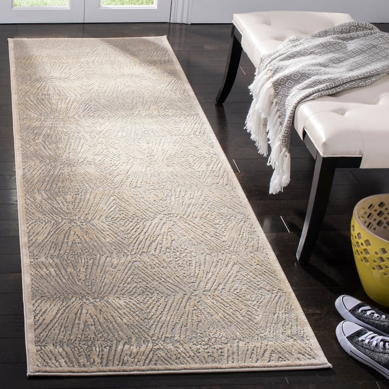 SAFAVIEH Meadow Chakira Modern Abstract Rug - 2'7" x 8' Runner - Ivory/Grey