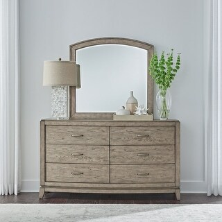 Avalon Burnished Beige Oak Bedroom Dresser and Mirror Bedroom Set