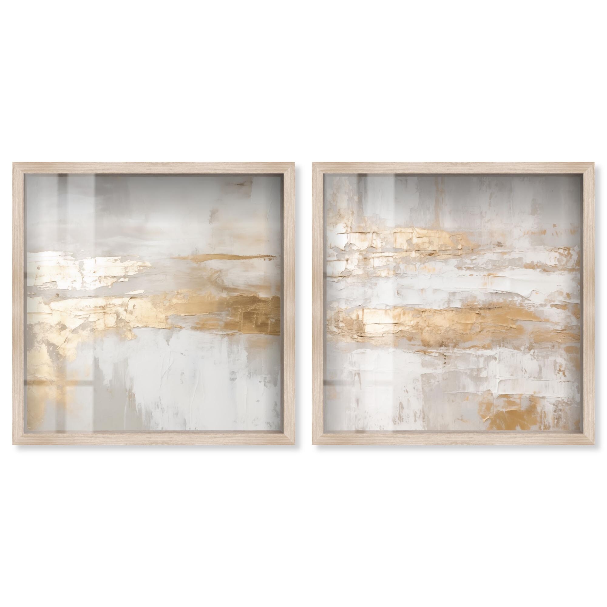 Golden Luxe Room Art 2 Panel Set Shadowbox Print by Art Remedy