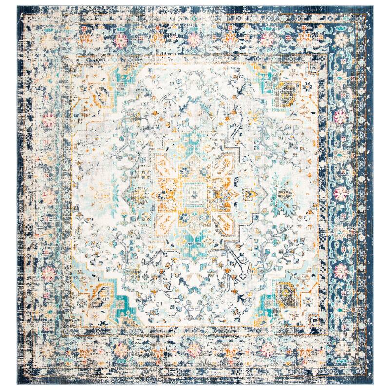 SAFAVIEH Aria Mareen Vintage Boho Oriental Rug - 6'7" Square - Grey/Cream