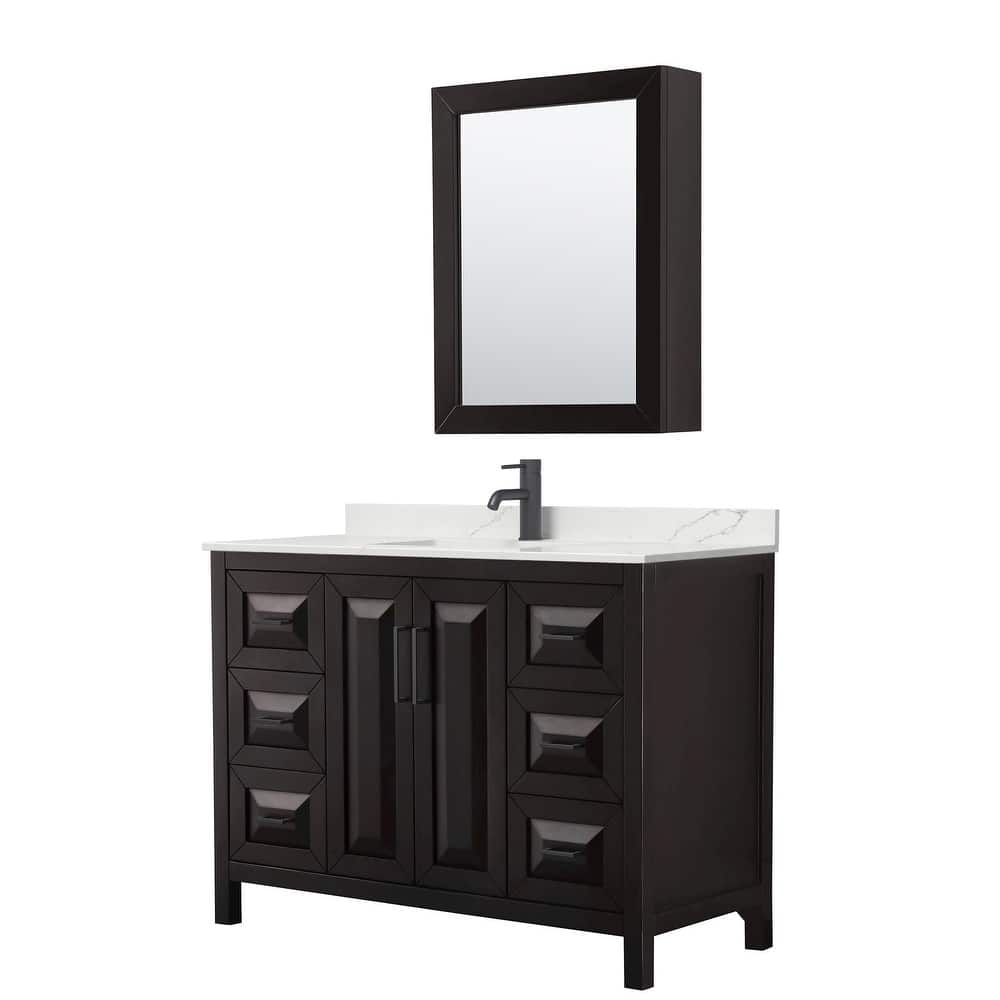 Daria 48-inch Single Vanity, Single Hole Quartz Top, Med Cabinet
