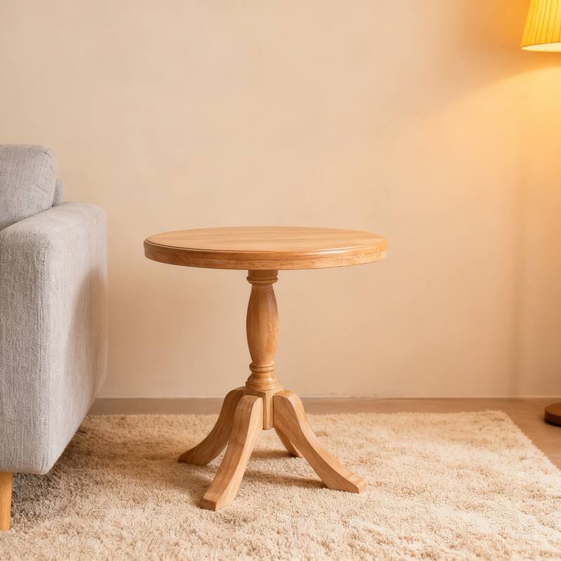 23.6'' Round Wooden End Table - Beige