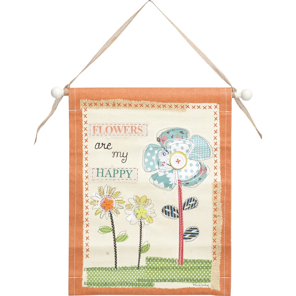 Transpac Fabric/Canvas 13.25 in. Multicolor Everyday Flower Banner