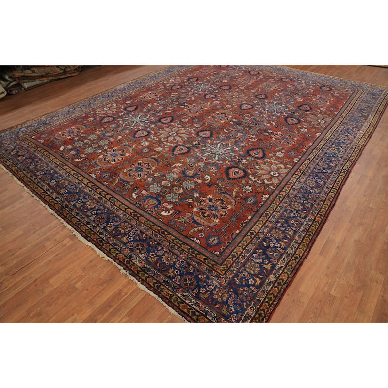 Hand Knotted Oriental 100% Wool Carpet Traditional Floral Oranges & Rust Sultanabad Area Rug - 16' 2'' X 12' 6''