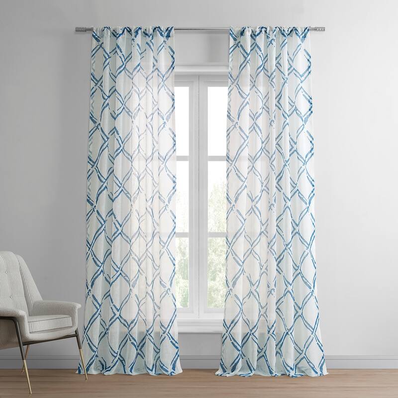 Exclusive Fabrics Normandy Printed Faux Linen Sheer Curtain (1 Panel)