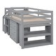 preview thumbnail 37 of 76, Twin/Full Size Loft Bed with Retractable Writing Desk and 3 Drawers, Wooden Loft Bed Frame w/ Storage Stairs & Shelves for Kids