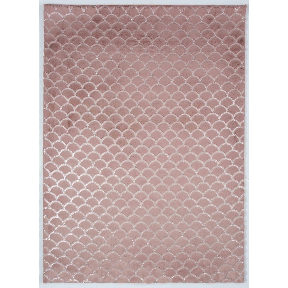 Chryso Collection Faux Fur Rug with Foil