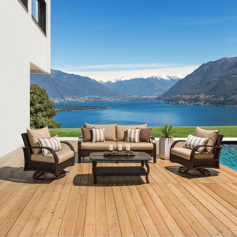 Barcelo 4 Piece Sunbrella Outdoor Patio Motion Seating Set with Table