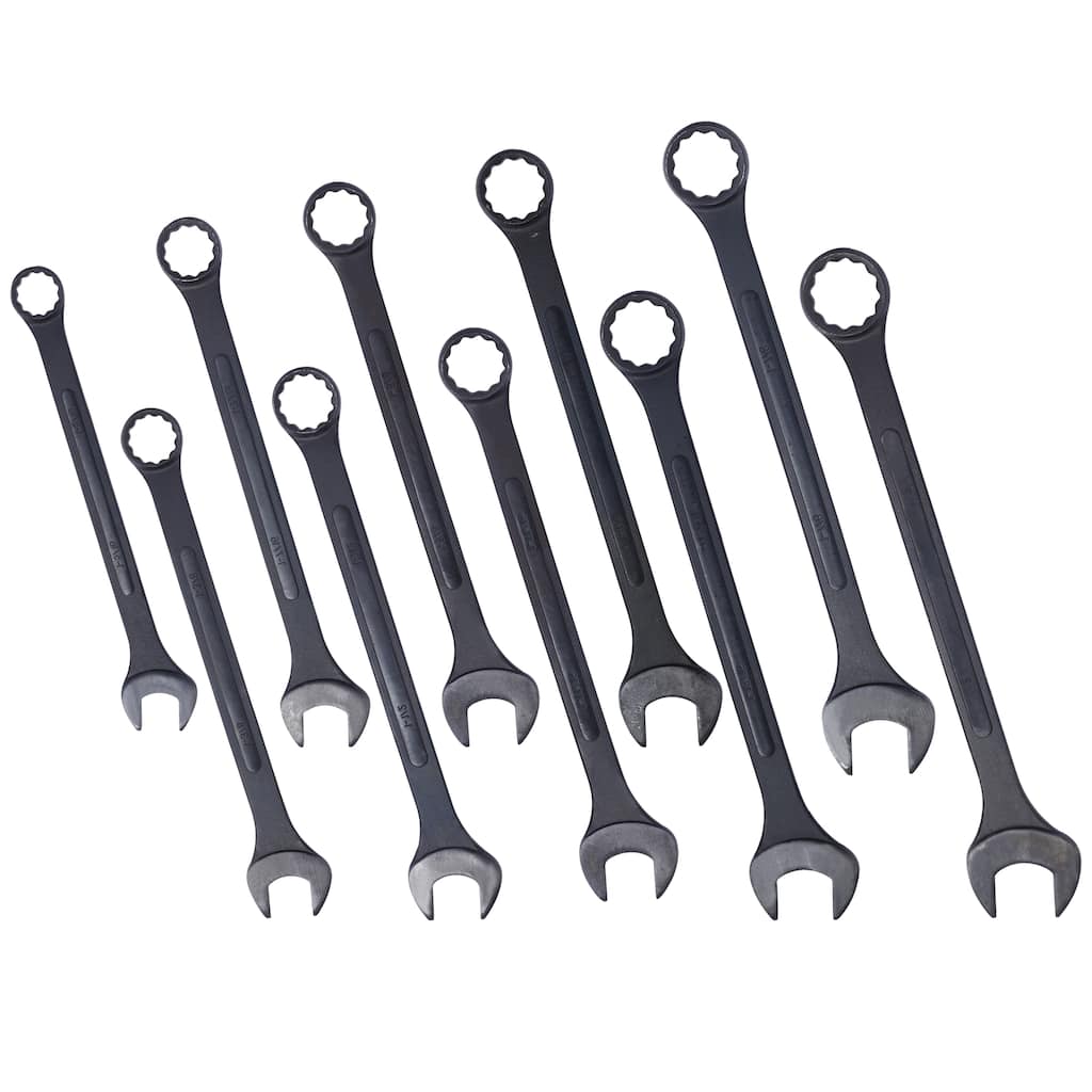 Jumbo Combination Wrench Set Extra Large,10 PC SAE Black-Oxide Jumbo Combo Wrench Set 1-5/16" - 2" with pouch