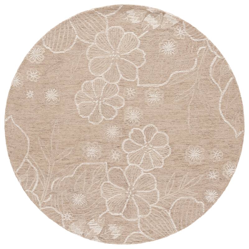 SAFAVIEH Handmade Jardin Altje Country Wool Rug - 6' Round - Beige/Ivory