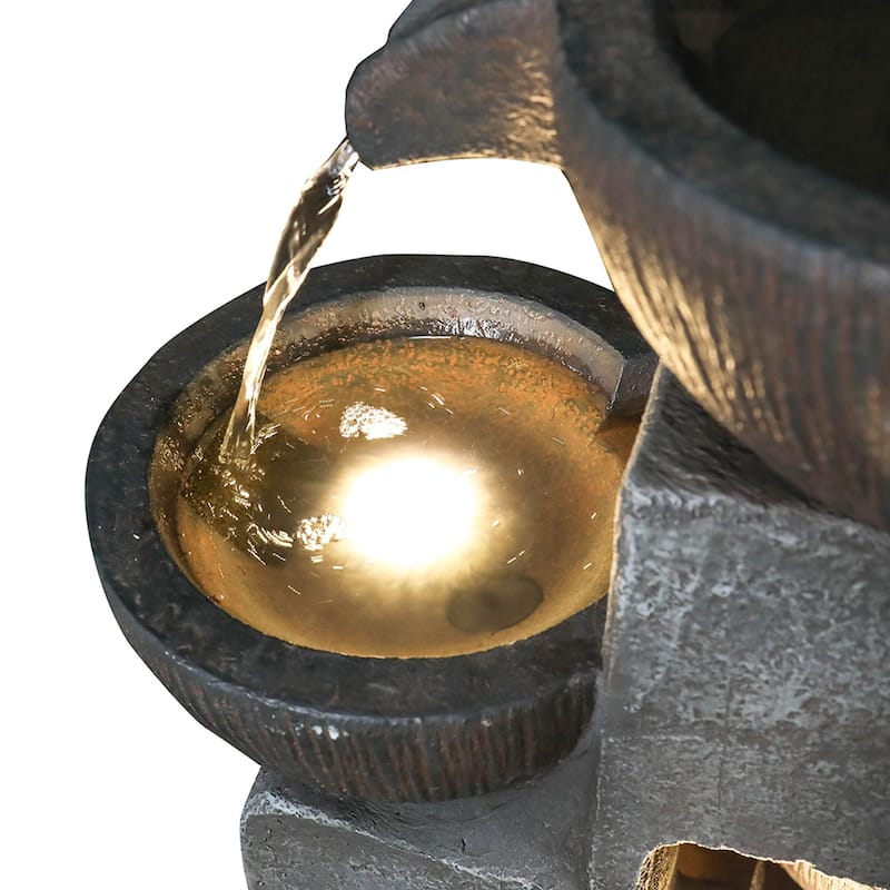 5-Tier Outdoor Water Fountain w/ Lights Water Feature