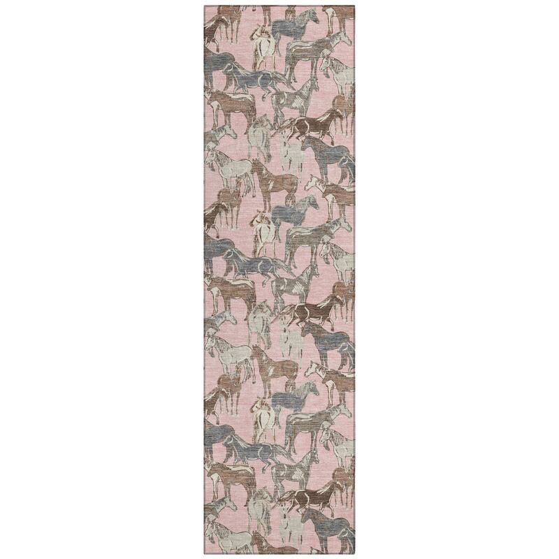 Machine Washable Indoor/ Outdoor Horse Herd Chantille Rug