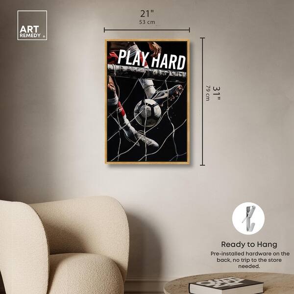 dimension image slide 4 of 24, Play Hard Soccer Canvas Mancave Art by Art Remedy