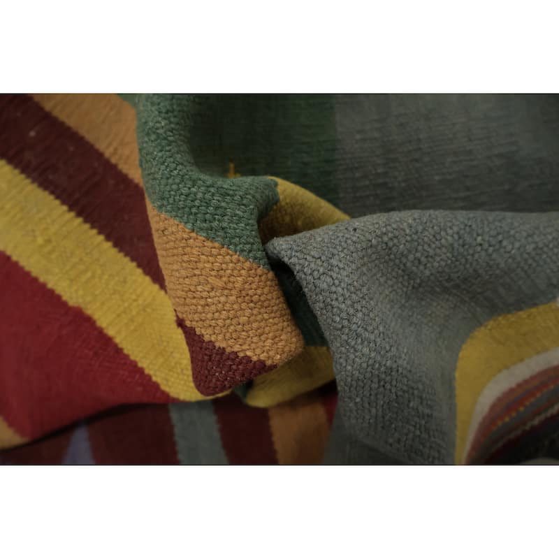 Hand Woven Oriental 100% Wool Carpet Southwestern Tribal Multi-Colored Kilim Area Rug - 11' 10'' X 8' 8''